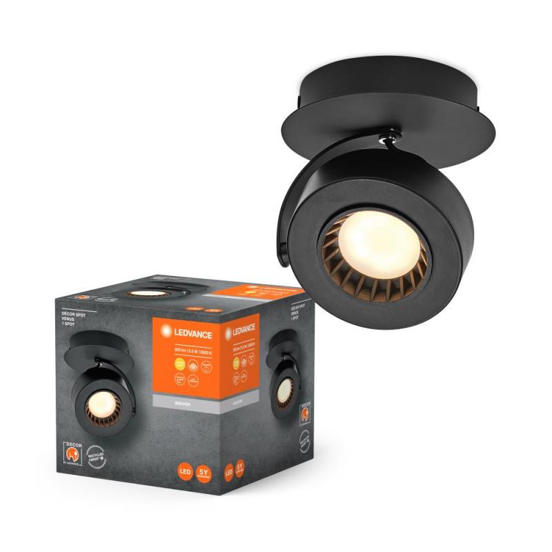 LEDVANCE LED Decor Spot Venus 1er Wand- und Decken Strahler Schwarz schwenkbar